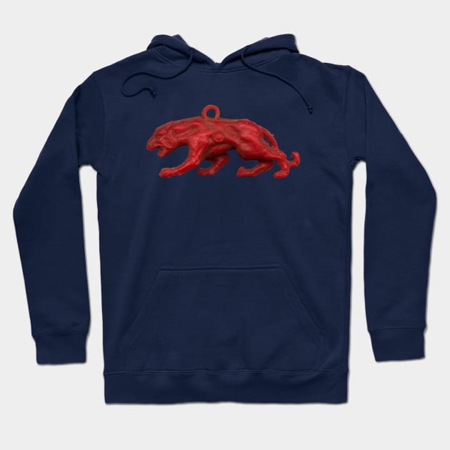 Red panther on blue grass Hoodie by VrijFormaat